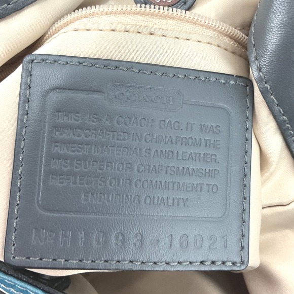 Coach Signature C Logo Print Hobo Shoulder Bag Gray Blue Silver - Picture 9 of 9